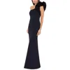 Betsy & Adam Petites Womens Full Length One Shoulder Evening Dress In Black
