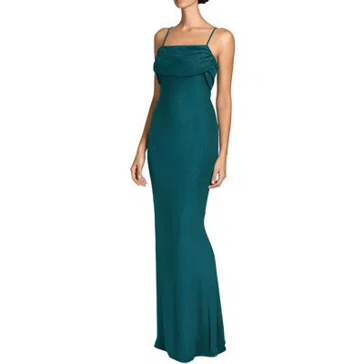 Betsy & Adam Petites Womens Glitter Metallic Evening Dress In Green