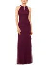 Betsy & Adam Petite Ruched Embellished Gown In Multi