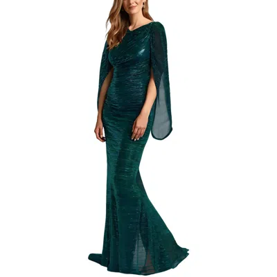 Betsy & Adam Petites Womens Metallic Evening Dress In Blue