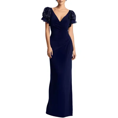 Betsy & Adam Petites Womens Sequined Polyester Evening Dress