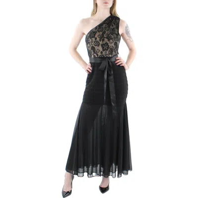 Betsy & Adam Petites Womens Tie Waist Pintuck Evening Dress In Black