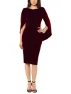 Betsy & Adam Petite Velvet Cape-sleeve Drape-back Dress In White