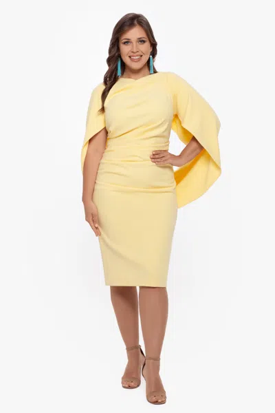 Betsy & Adam Plus "jordan" Short Scuba Crepe Drape Back Dress In Green