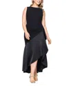 Betsy & Adam Plus Size Mixed-media High-low Dress In Black