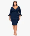 Betsy & Adam Plus Size 3/4-sleeve Sheath Midi Dress In Blue