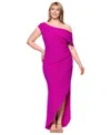 Betsy & Adam Plus Size Asymmetric High-low Gown