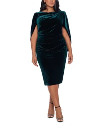 BETSY & ADAM BETSY & ADAM PLUS SIZE CAPE-BACK VELVET DRESS