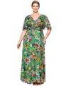 Betsy & Adam Plus Size Floral-print Flutter-sleeve A-line Dress