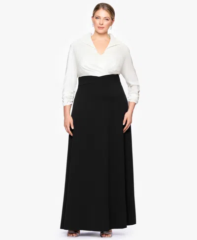 Betsy & Adam Plus Size Long Sleeve Sheath Dress In Multi
