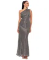 Betsy & Adam Women's Metallic One-shoulder Sleeveless Gown In Jade