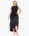 Betsy & Adam Plus Size Mixed-media High-low Dress In Black