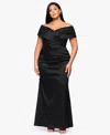 Betsy & Adam Plus Size Off-the-shoulder Dress In Black