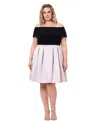 BETSY & ADAM PLUS SIZE OFF-THE-SHOULDER SHORT-SLEEVE FIT & FLARE DRESS