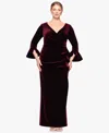 Betsy & Adam Plus Size Sheath Long Sleeves Dress In Multi