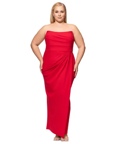 Betsy & Adam Plus Size Sleeveless Scoop-neck Sheath Gown In Red