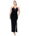 Betsy & Adam Long Strapless Crepe Tuxedo Top Dress In Black
