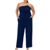 Betsy & Adam Plus Womens Asymmetric Polyester Jumpsuit