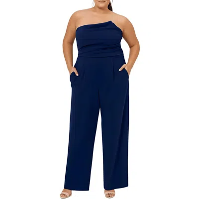 Betsy & Adam Plus Womens Asymmetric Polyester Jumpsuit