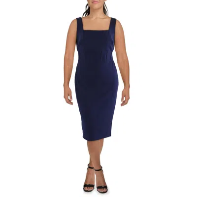 Betsy & Adam Plus Womens Boning Polyester Sheath Dress In Blue