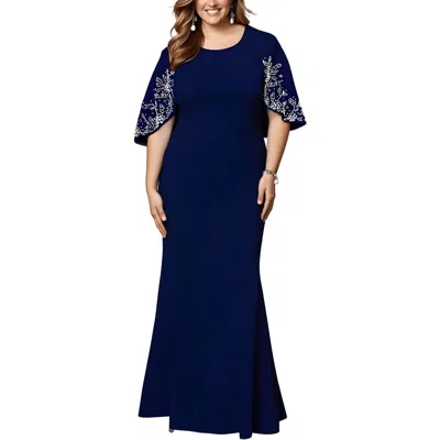 Betsy & Adam Plus Womens Embellished Polyester Evening Dress
