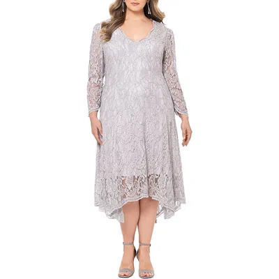 Betsy & Adam Plus Womens Metallic Lace Cocktail And Party Dress In Taupe