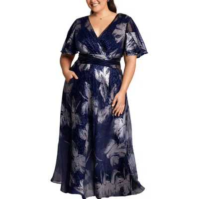 Betsy & Adam Plus Womens Metallic Polyester Evening Dress