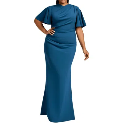Betsy & Adam Plus Womens Pleated Polyester Evening Dress
