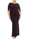 BETSY & ADAM PLUS WOMENS RUCHED POLYESTER EVENING DRESS