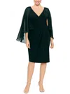 BETSY & ADAM PLUS WOMENS RUCHED POLYESTER SHEATH DRESS