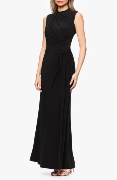 Betsy & Adam Ruched Knit Gown In Black