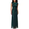 Betsy & Adam Ruched Sleeveless Gown In Green