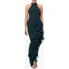 Betsy & Adam Ruffle Detail Asymmetric Body-con Ponte Gown