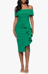 Shop Betsy & Adam Ruffle Off The Shoulder Crepe Cocktail Dress
