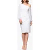 Betsy & Adam Sheer Sleeve One-shoulder Scuba Crepe Cocktail Dress In Ivory