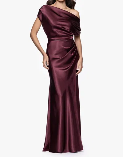 Betsy & Adam Sofia Satin Drop Shoulder Dress In Plum In Burgundy