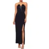 Betsy & Adam Long Strapless Crepe Tuxedo Top Dress In Black/black