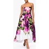 Betsy & Adam Strapless High-low Gown In Multi