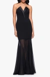 Betsy & Adam Strapless Tuxedo Gown In Black