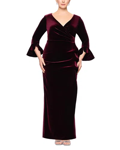 Betsy & Adam Velvet Gown In Burgundy