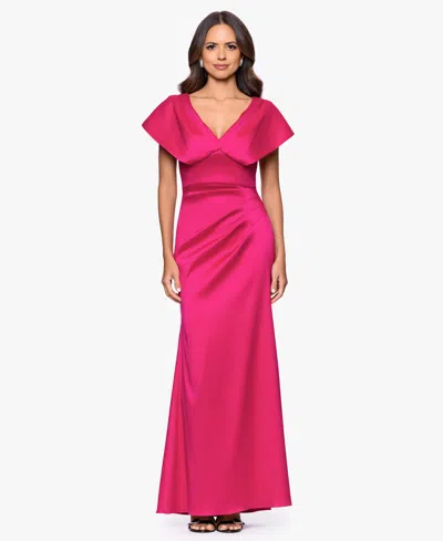 Betsy & Adam Women's Arcadia V-neck Ball Gown In Pink