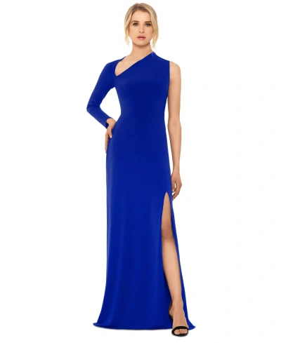 Betsy & Adam Women's Asymmetric-neck One-sleeve Gown In Royal