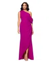 Betsy & Adam Plus Size Asymmetric High-low Gown In New Fushia