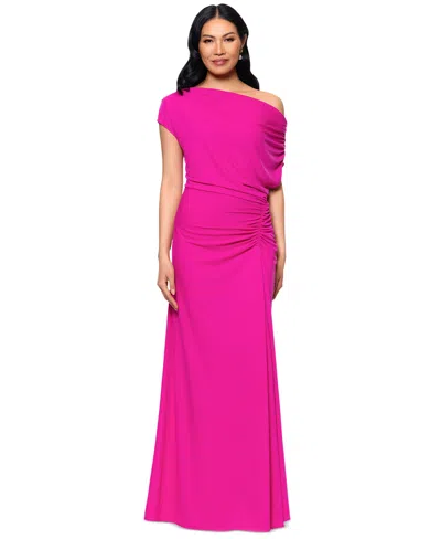 Betsy & Adam Women's Asymmetric Ruched Gown