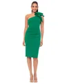 Betsy & Adam Women's Asymmetric Ruffled Sleeveless Sheath Dress In Green
