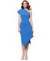 Betsy & Adam Asymmetric Scuba Sheath Dress In Cornflower Blue