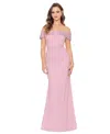 Betsy & Adam Petite Beaded Off-the-shoulder Gown In Rose