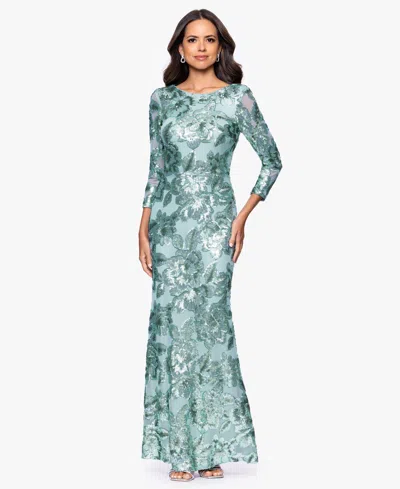 Betsy & Adam Women's Boat Neck Sequin Detail Dress In Green
