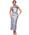 Betsy & Adam Women's Bow-trim Soutache One-shoulder Dress In Grey