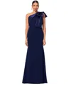 BETSY & ADAM WOMEN'S BOW-TRIMMED ONE-SHOULDER GOWN
